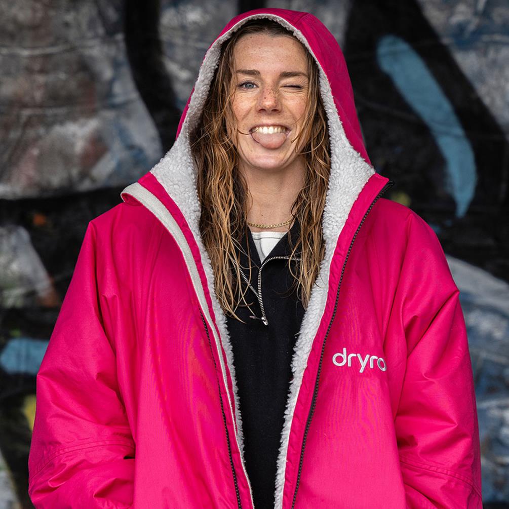 dryrobe Advance Long Sleeve Changing Robe - Pink / Light Grey Extra Image 5